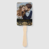 Glam Art Deco Black Gatsby 1920s Style Wedding Fächer (Vorderseite)