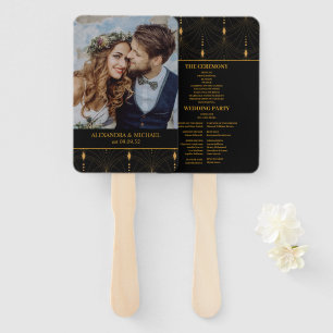 Glam Art Deco Black Gatsby 1920s Style Wedding Fächer