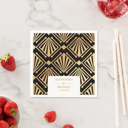 Glam Art Deco Black Gatsby 1920s Style Wedding Serviette (Beispiel)