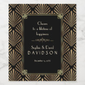 Glam Art Deco Black Gatsby 1920s Style Wedding Weinetikett (Einzelnes Label)