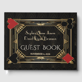 Glam Art Deco Casino Las Vegas Poker Hochzeit Gästebuch