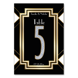 Glam Art Deco Diamond Wedding Tischnummer 5