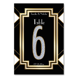 Glam Art Deco Diamond Wedding Tischnummer 6