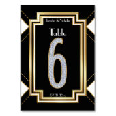 Glam Art Deco Diamond Wedding Tischnummer 6 (Rückseite)
