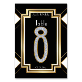 Glam Art Deco Diamond Wedding Tischnummer Eight