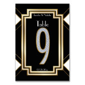 Glam Art Deco Diamond Wedding Tischnummer Nine (Rückseite)