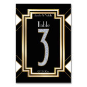 Glam Art Deco Diamonds Wedding Tischnummer Drei (Rückseite)