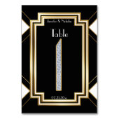 Glam Art Deco Diamonds Wedding Tischnummer One (Rückseite)