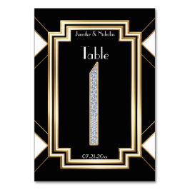 Glam Art Deco Diamonds Wedding Tischnummer One