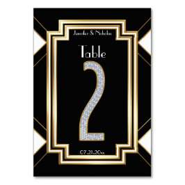 Glam Art Deco Diamonds Wedding Tischnummer Zwei