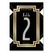 Glam Art Deco Diamonds Wedding Tischnummer Zwei (Vorderseite)