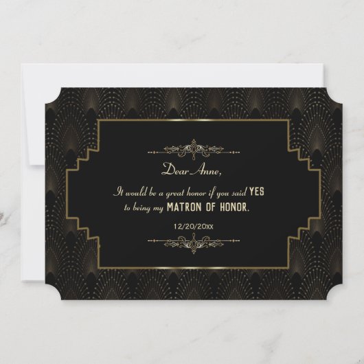 Glam Art Deco Great Gatsby Be Matron of Honour Einladung (Rückseite)
