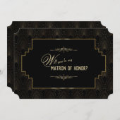 Glam Art Deco Great Gatsby Be Matron of Honour Einladung (Vorne/Hinten)