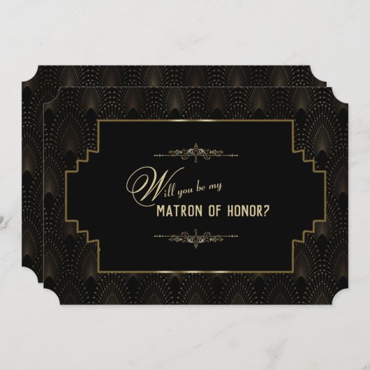 Glam Art Deco Great Gatsby Be Matron of Honour Einladung (Vorne/Hinten)