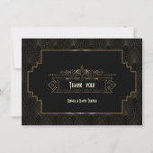 Glam Art Deco Great Gatsby Wedding Vielen Dank Dankeskarte (Vorderseite)