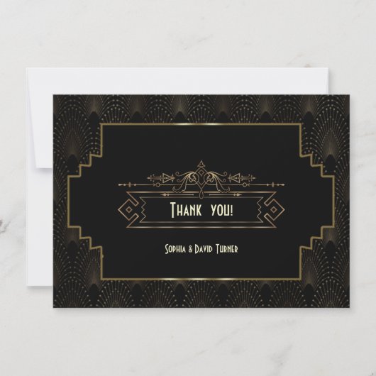 Glam Art Deco Great Gatsby Wedding Vielen Dank Dankeskarte (Vorderseite)