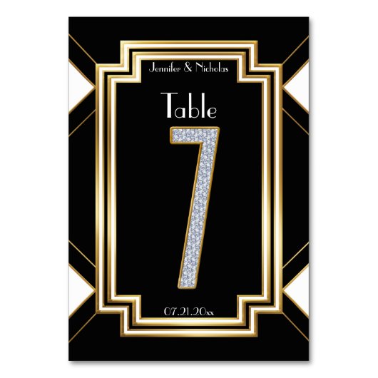 Glam Art Deco Monument Obelisk Tischnummer (Vorderseite)