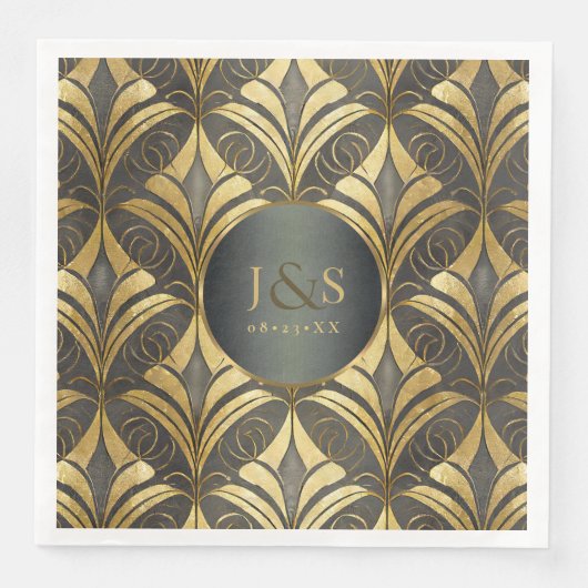 Glam Art Deco Muster Wedding ID1033 Serviette (Vorderseite)