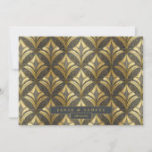 Glam Art Deco Wedding Black/Gold ID1033 Save The Date (Rückseite)