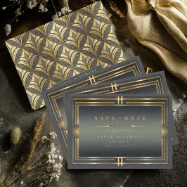 Glam Art Deco Wedding Black/Gold ID1033 Save The Date