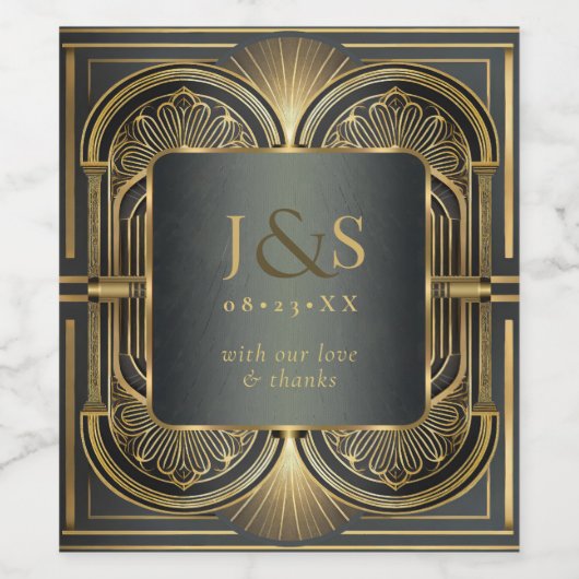 Glam Art Deco Wedding Danke, ID1033 Weinetikett (Einzelnes Label)