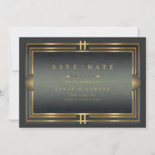Glam Art Deco Wedding Foto Black/Gold ID1033 Save The Date (Vorderseite)