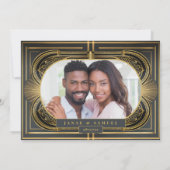 Glam Art Deco Wedding Foto Black/Gold ID1033 Save The Date (Rückseite)