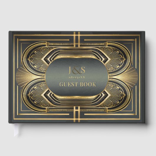 Glam Art Deco Wedding ID1033 Gästebuch (Vorderseite)