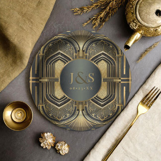 Glam Art Deco Wedding ID1033 Pappteller