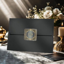 Glam Art Deco Wedding ID1033 Quadratischer Aufkleber