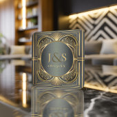 Glam Art Deco Wedding ID1033 Rechteckiger Pappuntersetzer