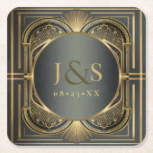 Glam Art Deco Wedding ID1033 Rechteckiger Pappuntersetzer (Vorderseite)