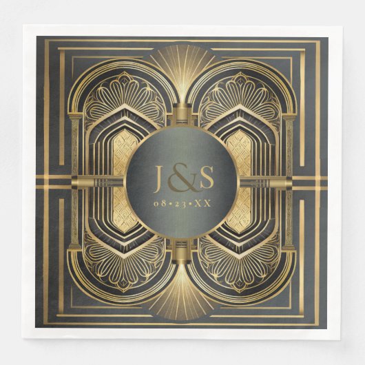 Glam Art Deco Wedding ID1033 Serviette (Vorderseite)