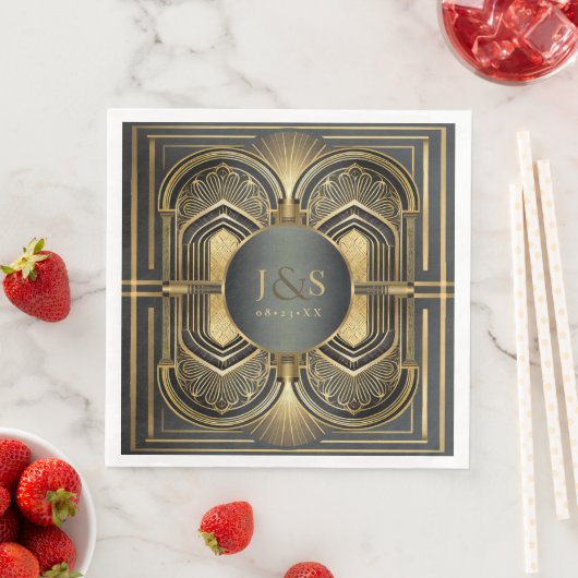 Glam Art Deco Wedding ID1033 Serviette (Beispiel)