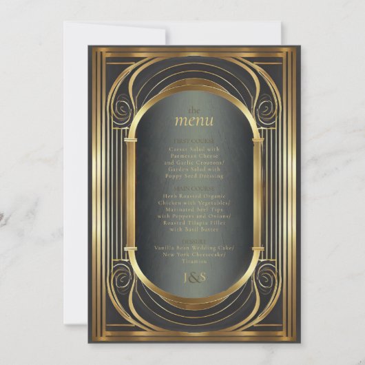 Glam Art Deco Wedding Menu ID1033 (Vorderseite)