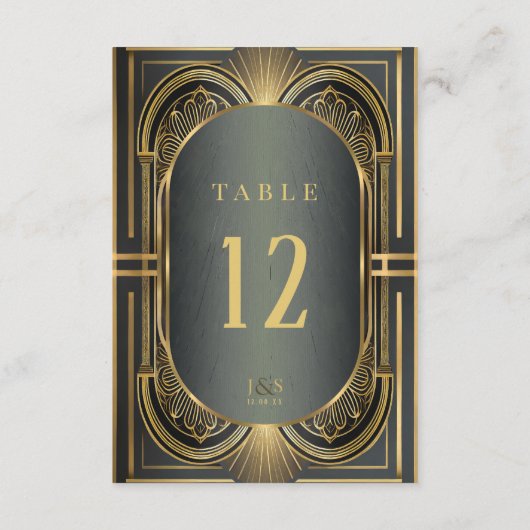 Glam Art Deco Wedding Tischnummern ID1033 (Rückseite)