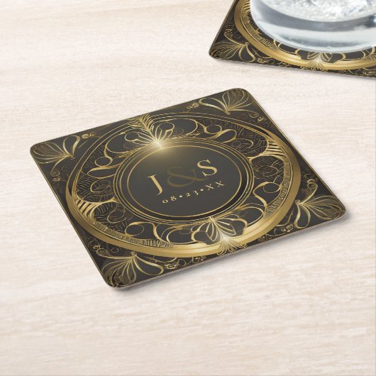 Glam Art Deco Wedding V2 ID1033 Rechteckiger Pappuntersetzer (angewinkelt)