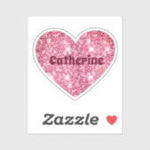 Glam Ästhetik Girly Pink Glitzer Herzname Aufkleber (Blatt)