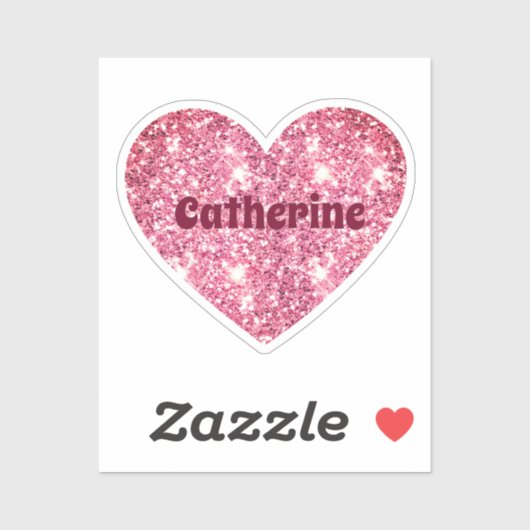 Glam Ästhetik Girly Pink Glitzer Herzname Aufkleber (Blatt)