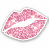 Glam Ästhetik Girly Pink Glitzer Lippen Aufkleber (Vorderseite)