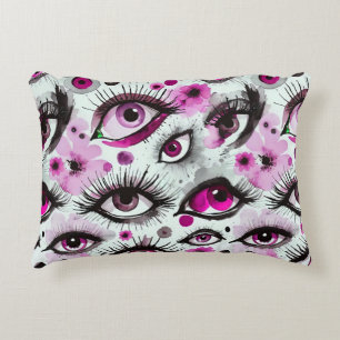 Glam Augen und Lashes Pink Dekokissen