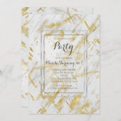 Glam aus weißem Marmor Moderne Party Einladungen (Vorne/Hinten)