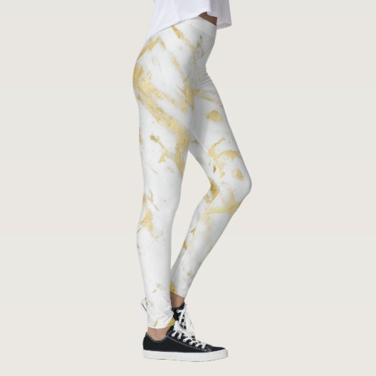 Glam aus weißem Marmor Moderner Designer Leggings (Rechts)
