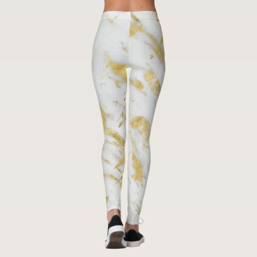 Glam aus weißem Marmor Moderner Designer Leggings (Rückseite)