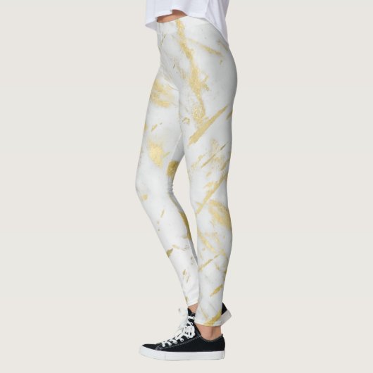 Glam aus weißem Marmor Moderner Designer Leggings (Links)