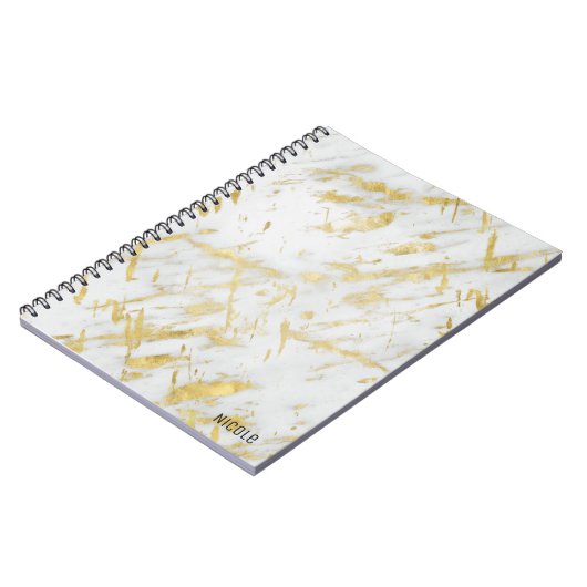 Glam aus weißem und goldfarbenem Marmor Elegant Notizblock (Linke Seite)