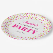 Glam Bachelorette Party Pink Gold Dots Pappteller (Schrägansicht)