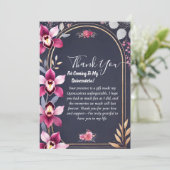 Glam Ball Gown Spark Dark Navy Blue Quinceanera Dankeskarte (Stehend Vorderseite)