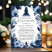 Glam Ball Gown Spark Dark Navy Blue Quinceanera Einladung