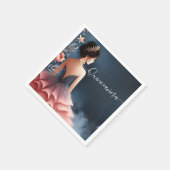 Glam Ball Gown Spark Dark Navy Blue Quinceanera Serviette (Ecke)